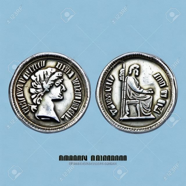 Ancient coin. Roman denarius of the time of Jesus Christ