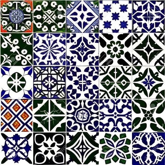 Seamless pattern with portuguese tiles in talavera style. Azulejo, moroccan, mexican ornaments