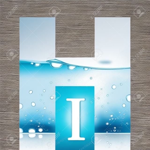 L'acqua e l'acqua bolle lettera dell'alfabeto con la riflessione Lettera H