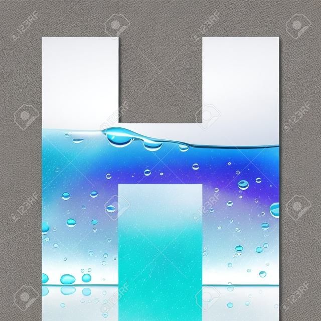 L'acqua e l'acqua bolle lettera dell'alfabeto con la riflessione Lettera H
