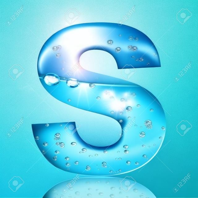Lettre alphabet eau et eau bulle avec reflet lettre S