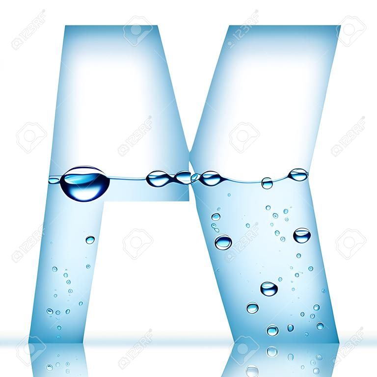 水と水バブル アルファベット手紙 W の反射