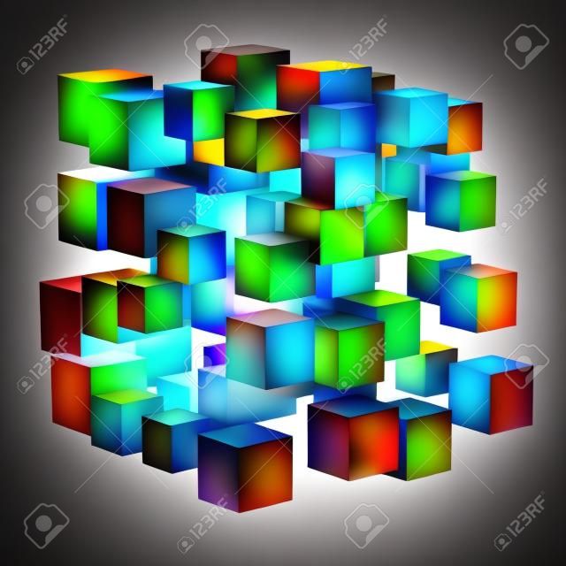 從立方體的3D抽象隨機的形狀