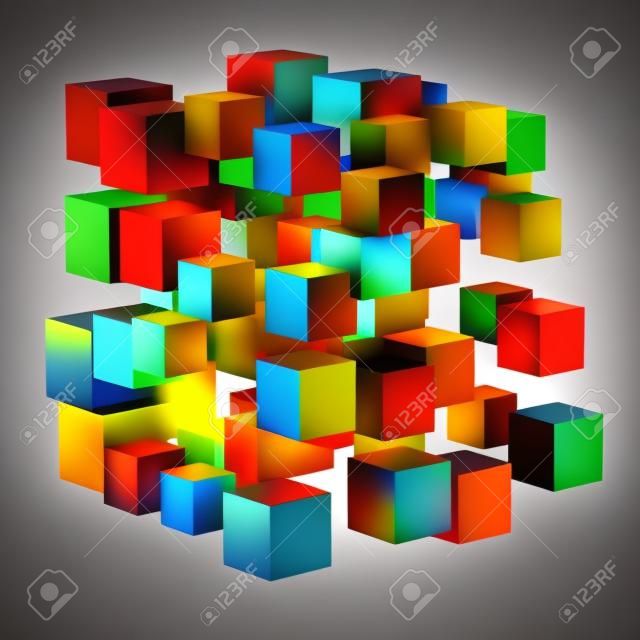 從立方體的3D抽象隨機的形狀