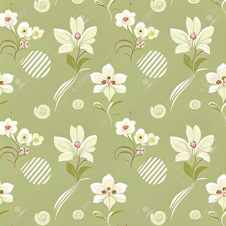 Modern floral seamless pattern for your design. Print on paper or textile. Desktop wallpaper. Vector illustration. Background