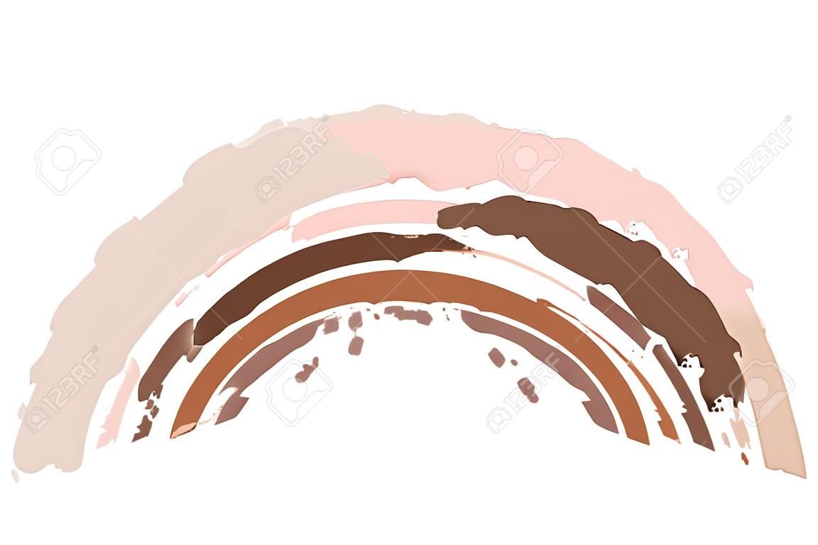 Forme arc-en-ciel dans différentes races de couleurs de peau sur blanc