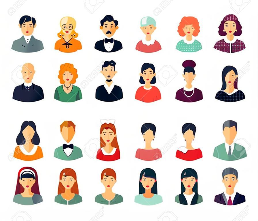 People avatars genealogical family tree elements isolated icons