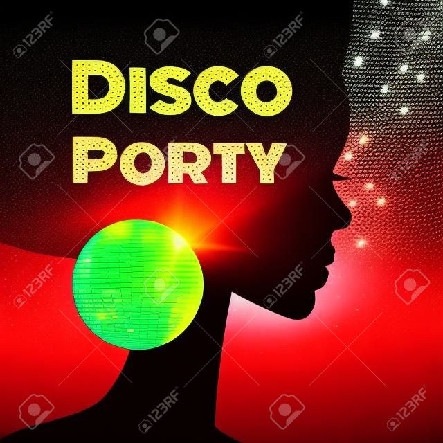 Disco Party invitation template with silhouette of a girl.