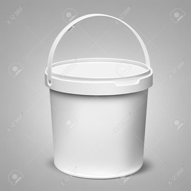 白色小塑料桶产品包装用于食品食品或油漆粘合剂密封胶底漆腻子矢量