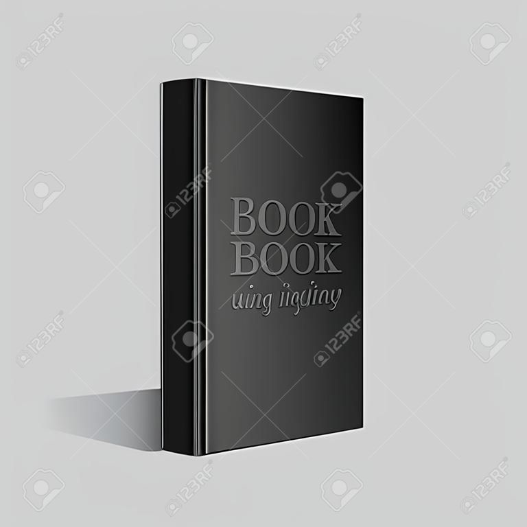 Black Realistic Blank book cover vector illustration