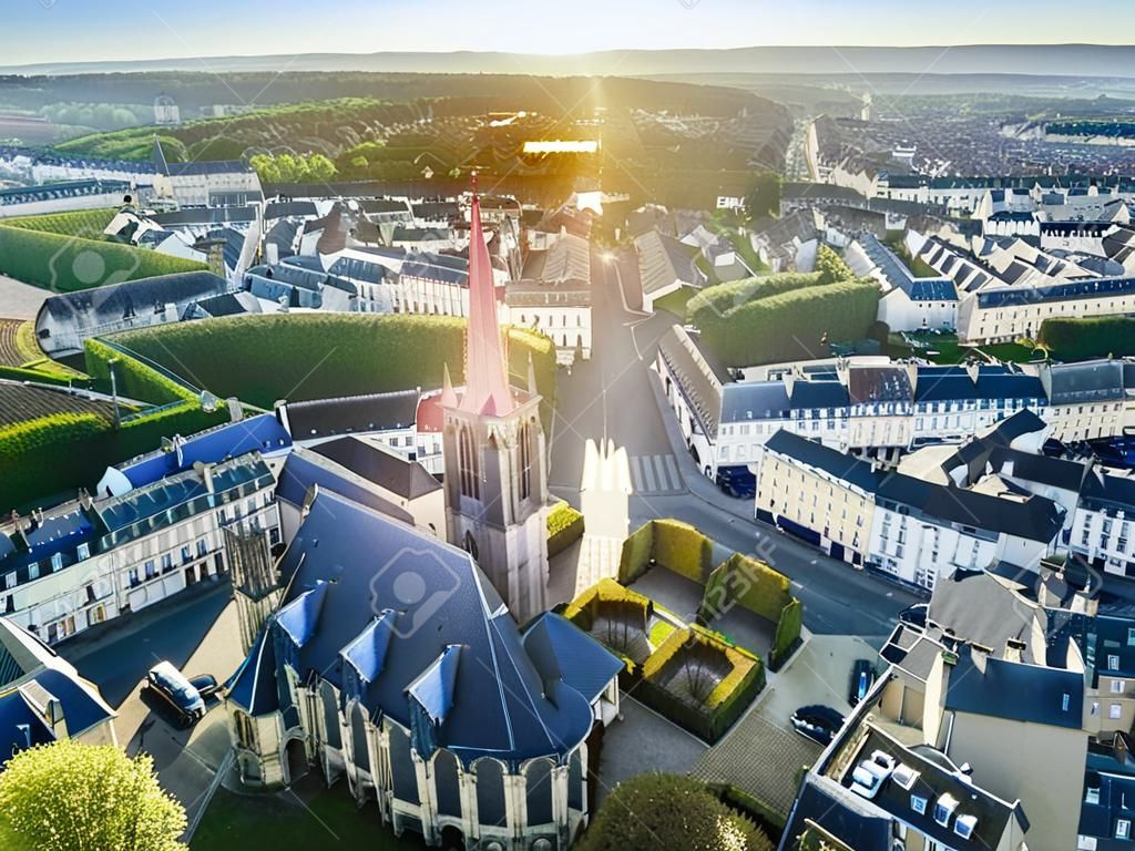 Aerial view of charming town called Compiegne, Hauts-de-France, France