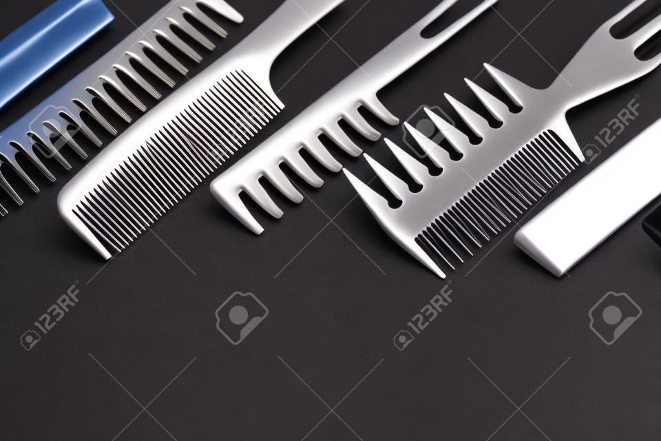 combs of different shapes and purposes, for hairdressers