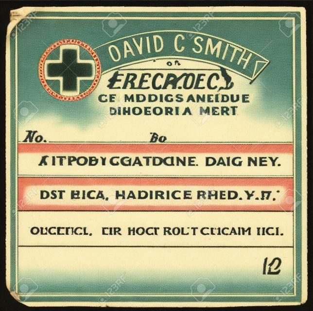 Старинные этикетки лекарства из аптеки