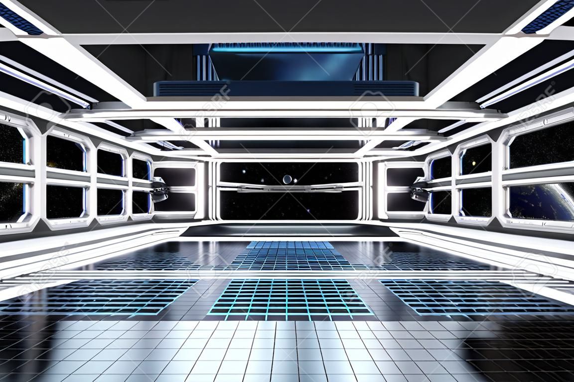 3D Illustration of a interior of a Space ship or Space station.