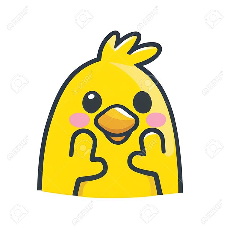 yellow chicken with middle finger. Isolated Vector Illustration