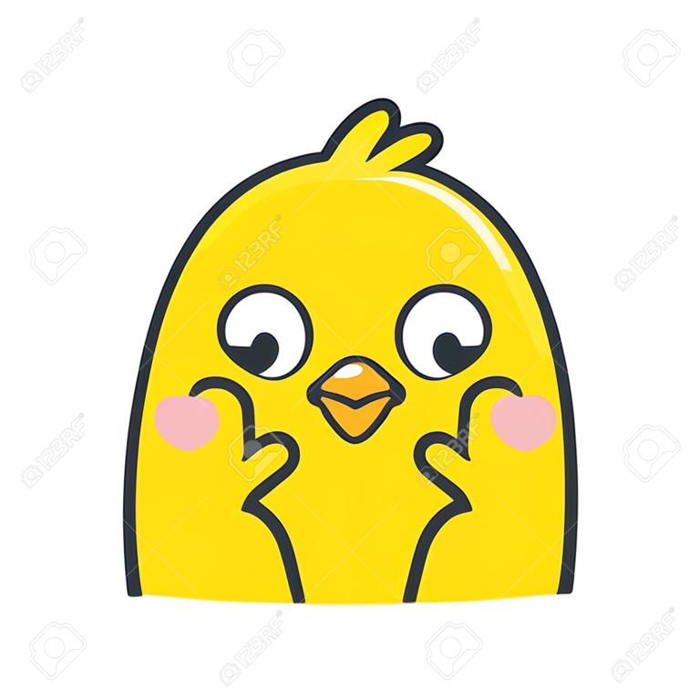 yellow chicken with middle finger. Isolated Vector Illustration