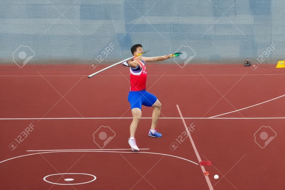 javelin throw back athlete thrower in track and field event