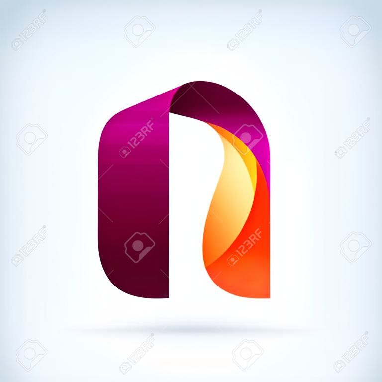 Modern bükülmüş mektup n simgesi tasarım öğesi şablonu