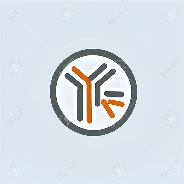 Cinza-laranja simbólico imunoglobulina molécula redonda web ícone