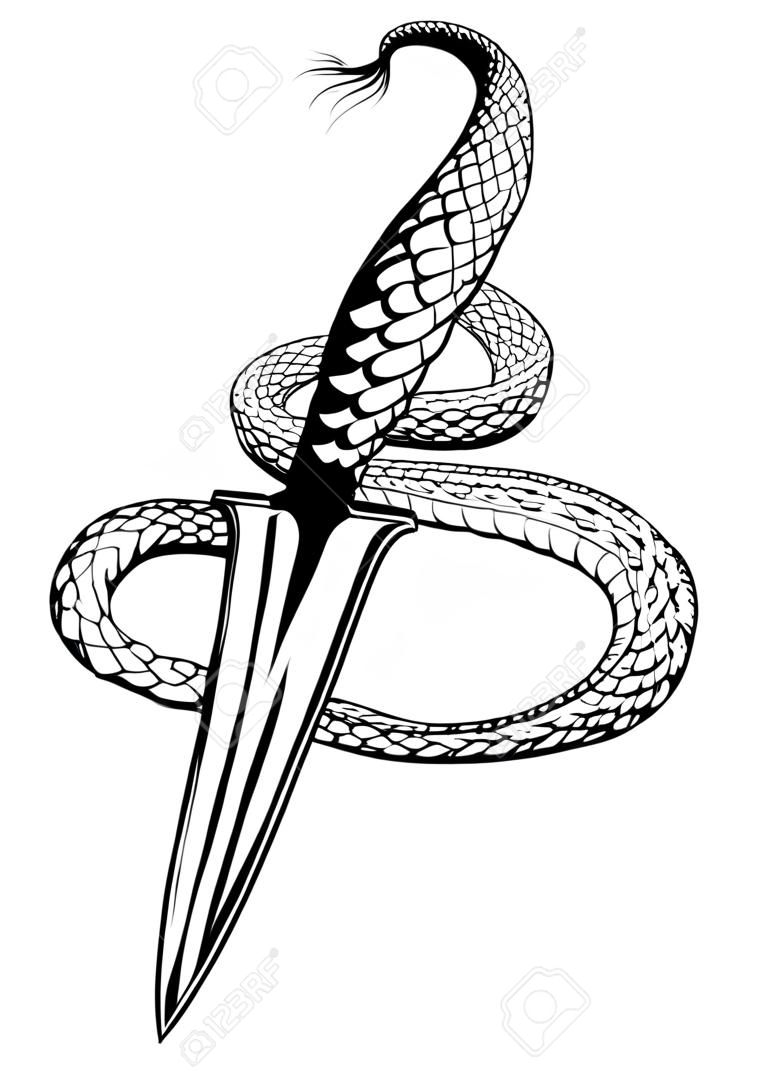 Змея иллюстрации и кинжала