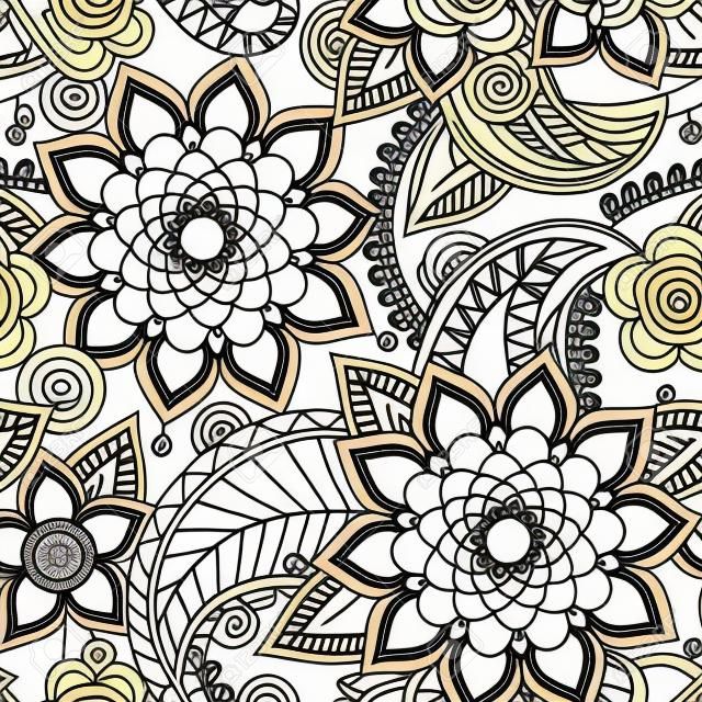 Seamless asian paisley pattern floreale disegnato a mano