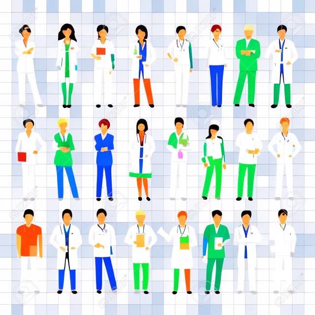 女性と男性医師と女性と男性は、透明な背景に分離したセット ベクトル図を看護師します。ベクトル医療病院医療チーム