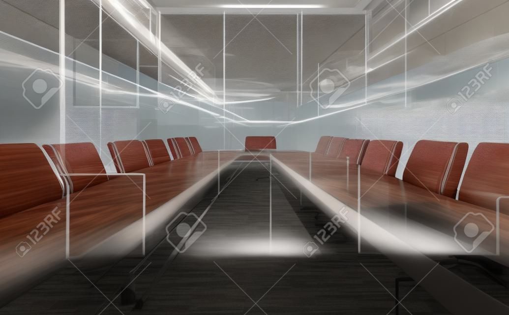 projection of digital meeting room, modern office