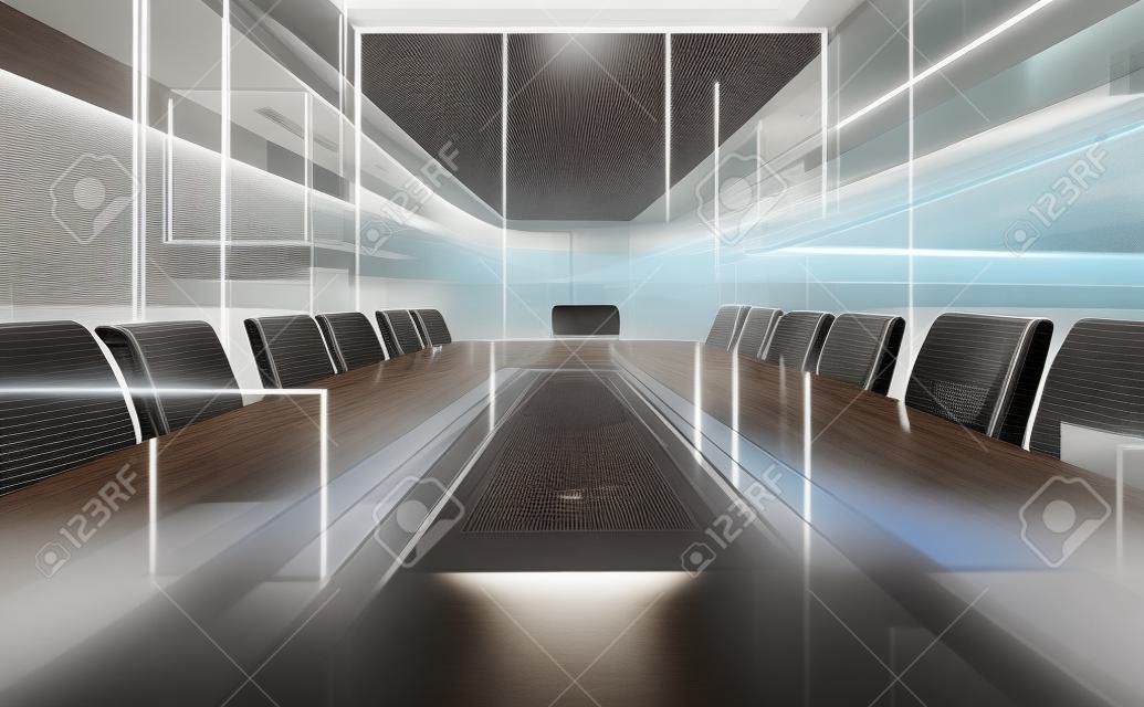 projeção de sala de reunião digital, escritório moderno