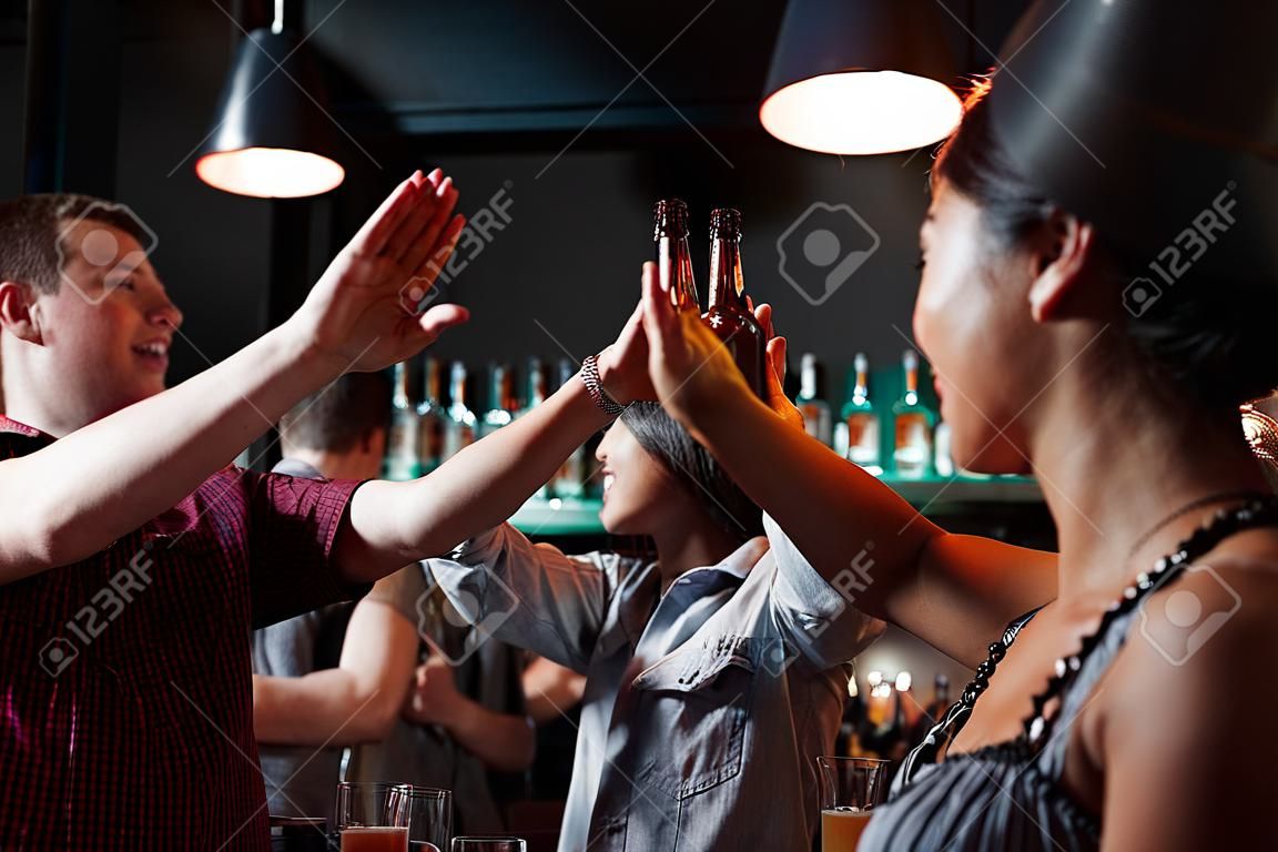 Greetings to you. Beautiful youth have party together with alcohol in the nightclub.