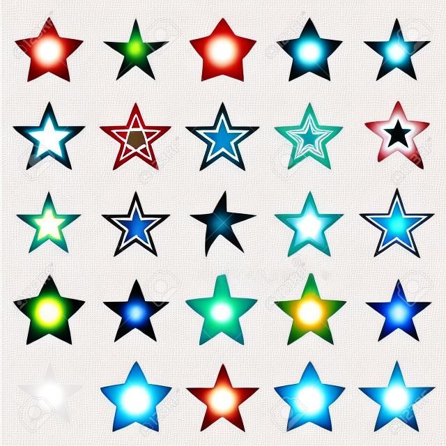 Star icons. Set of different star symbols isolated on a white background. Vector illustration