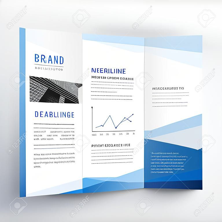 sfondo di layout brochure a tre ante blu minimo