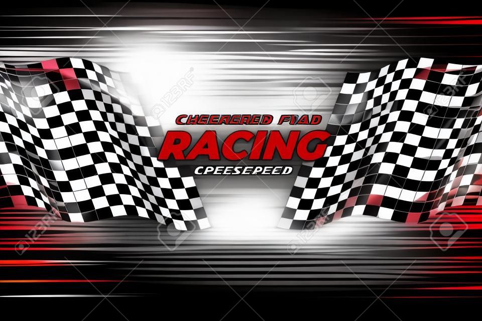 チェッカーレーシングフラグスピードの背景デザイン