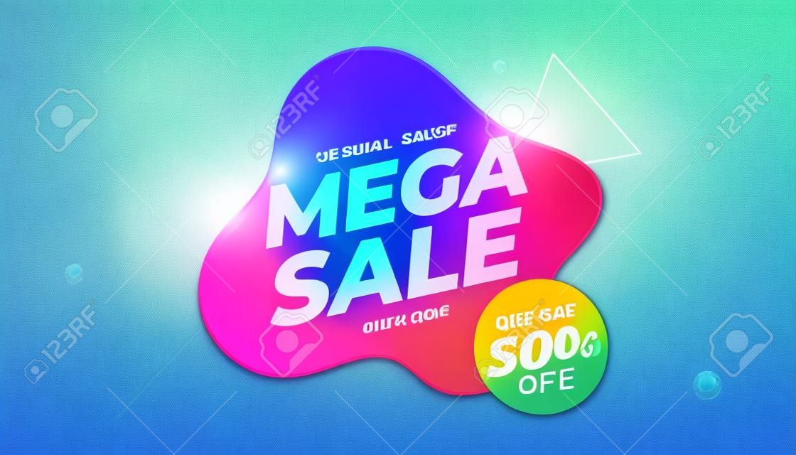 mega sale banner template in bright colors