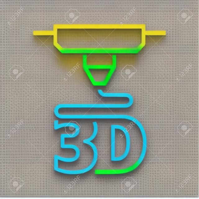 ícone de estilo de linha de impressora 3D