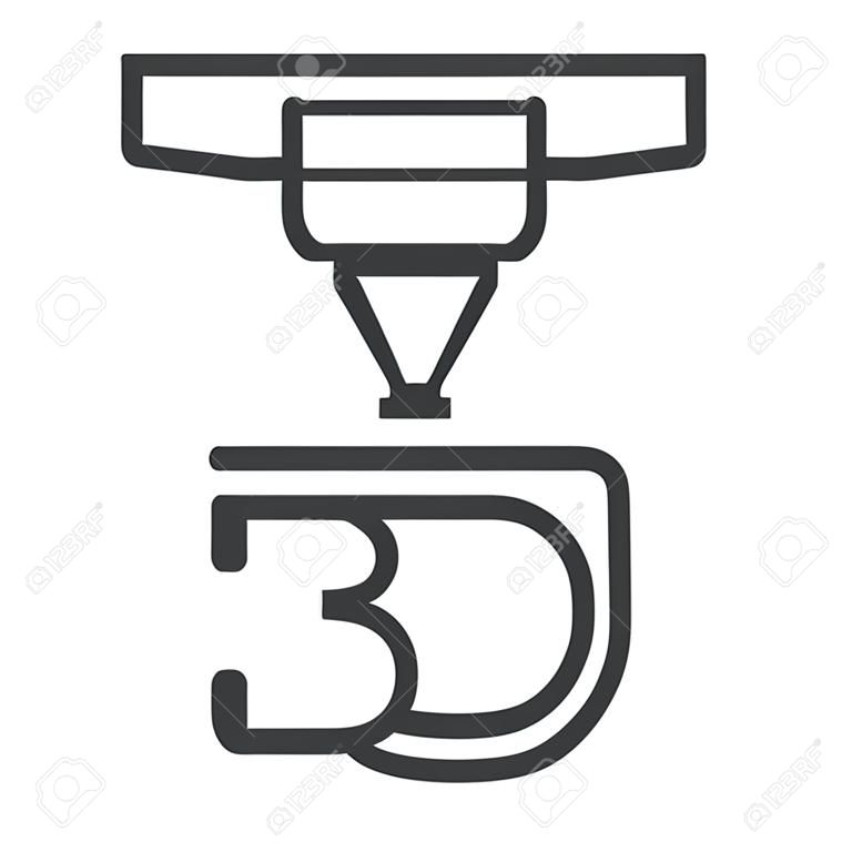 3D printer line style icon