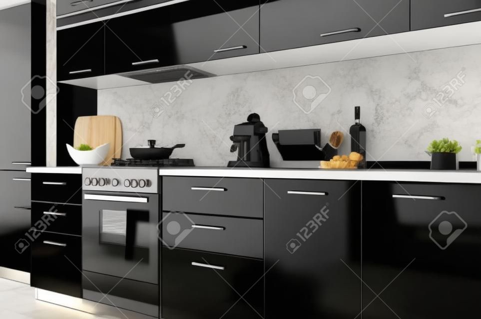 Cucina moderna in bianco e nero
