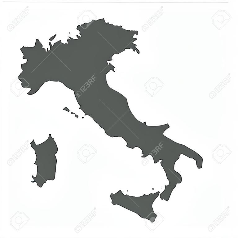 Карта Италии в серый на белом фоне