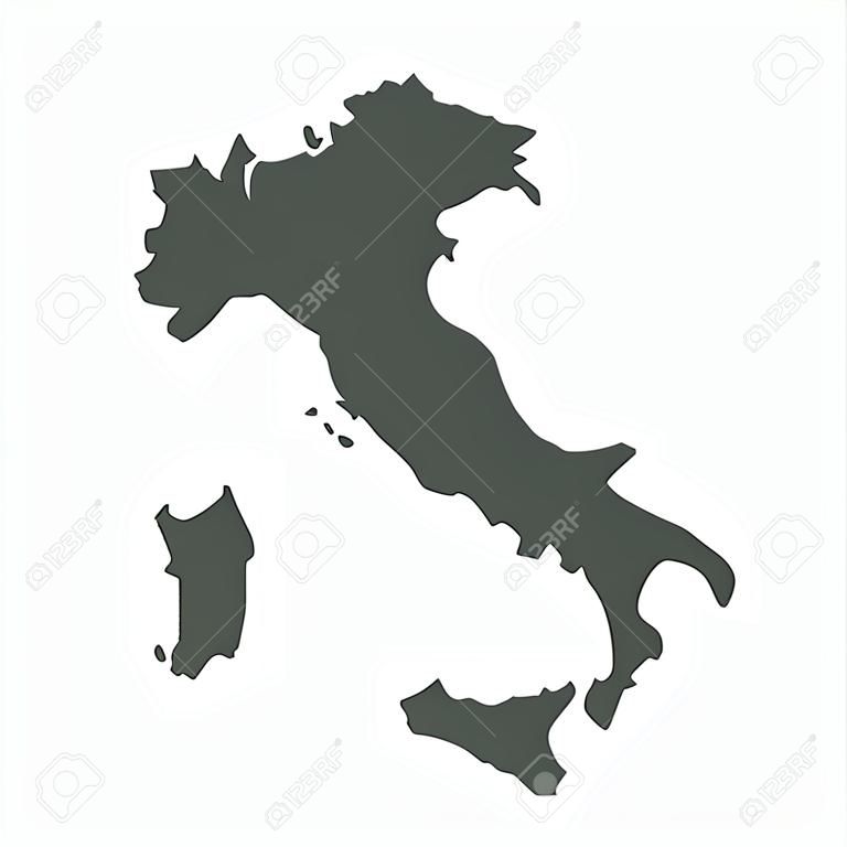 Карта Италии в серый на белом фоне