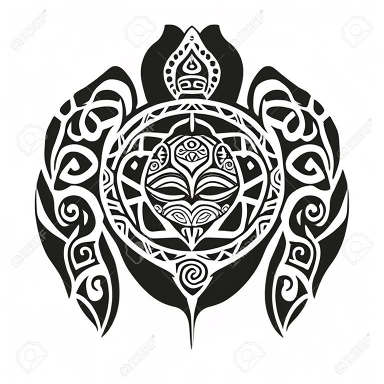 Tartaruga tatuaggio in stile Maori. illustrazione di vettore