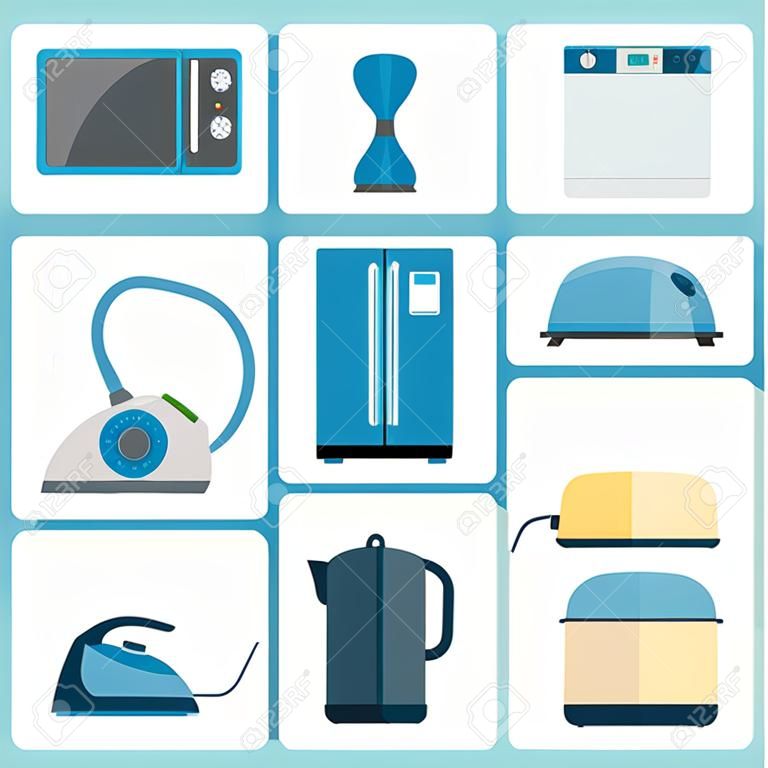 Set of household appliances vector icons