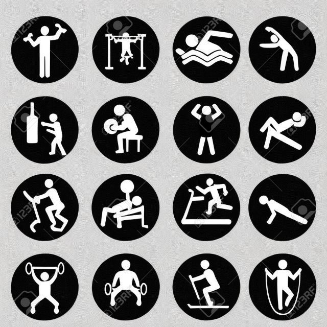 Mann Menschen Sportlich gymnasium Bodybuilding Übung gesundes Training Trainings-Zeichen Symbol Piktogramm Symbol.