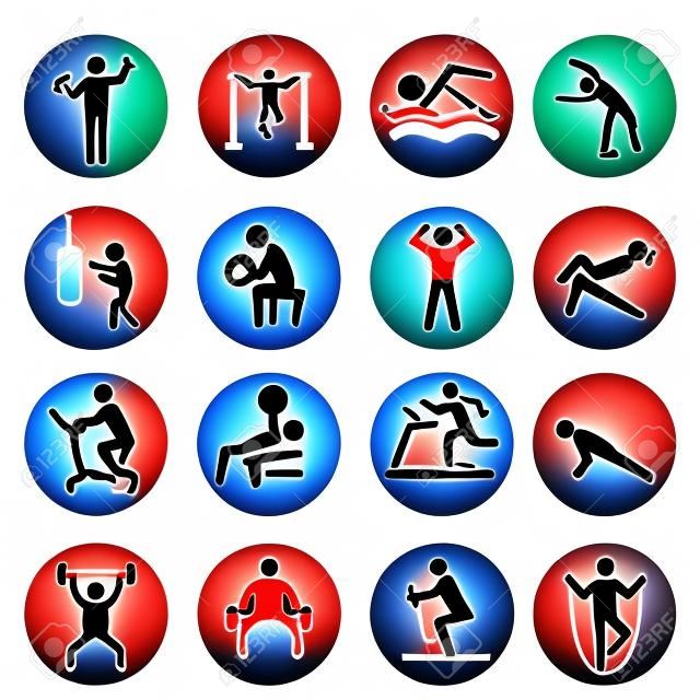 Mann Menschen Sportlich gymnasium Bodybuilding Übung gesundes Training Trainings-Zeichen Symbol Piktogramm Symbol.