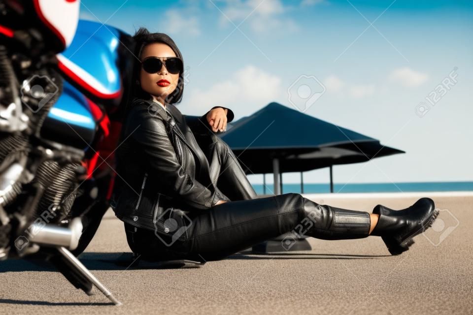 Model Posing on a Royal Enfield Motorcycle, brunette, high heels, dress,  model, HD wallpaper | Peakpx