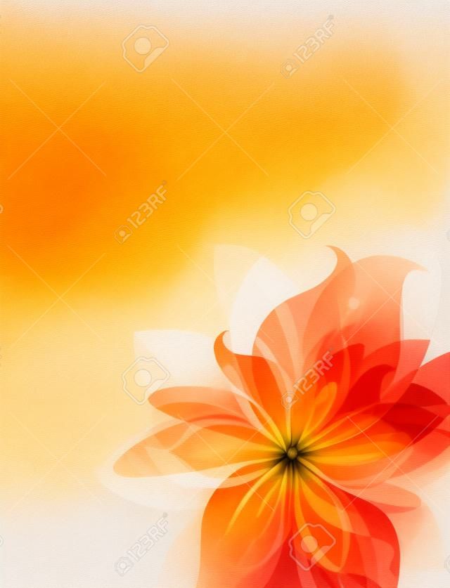 Glowing orange Blume auf einem weißen Hintergrund. Abstract floral-Karte.