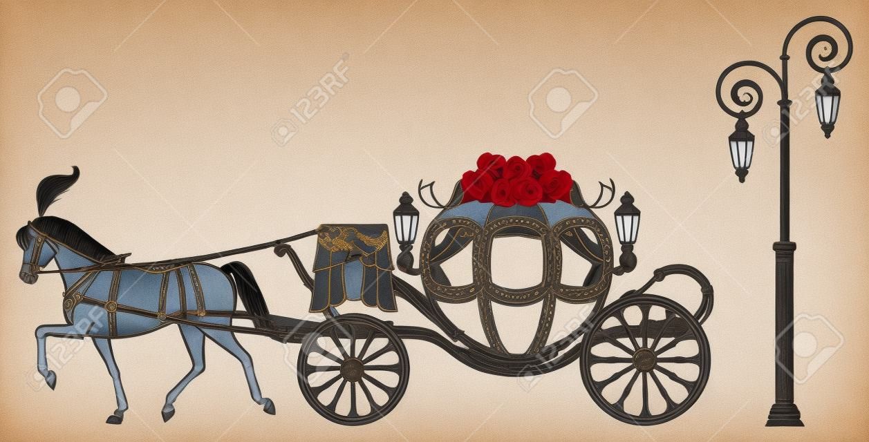 Roos van het paard-getrokken vervoer