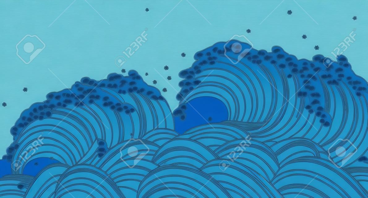 Blaue Welle, im japanischen Stil