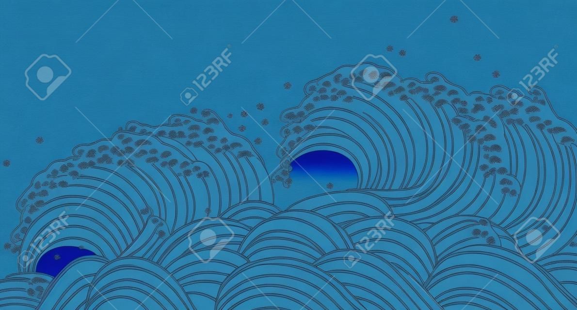 Blaue Welle, im japanischen Stil