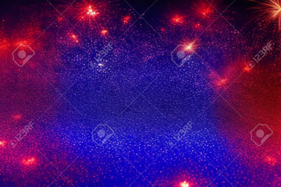 Abstract patriotic red white and blue glitter sparkle explosion blur background for party celebration, vote, July fireworks and sparkler, memorial, labor day, independence, freedom design and election