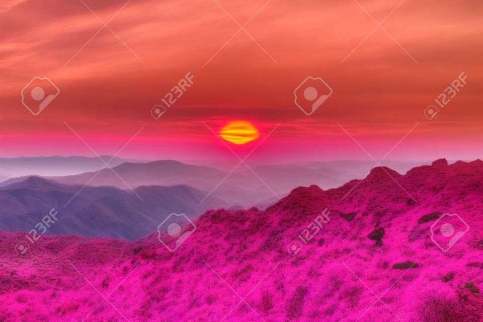 pink and orange sunrise over the mountains