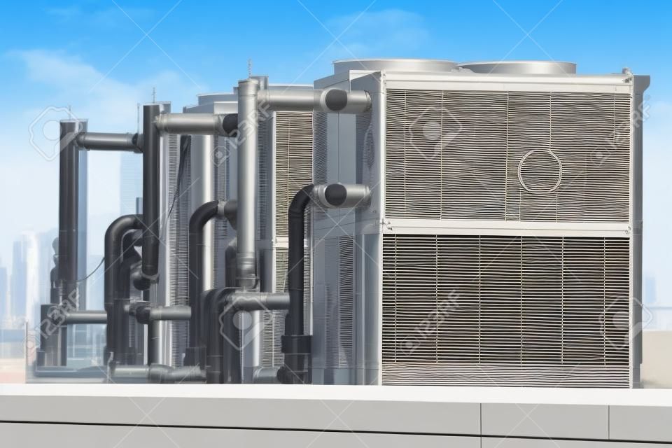工業空調裝置的冷卻系統上的建築物的屋頂